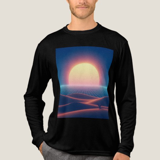 Neon Desert Horizon - Synthwave Sunset Fox Tri-Blend Shirt (Vorderseite)