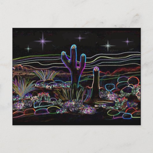 Neon Desert Stary Night Postkarte (Vorderseite)
