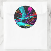 Neon Design Runder Aufkleber (Tasche)