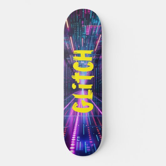 NEON Design Skateboard mit GLITCH (Vorderseite)