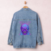 Neon Devil Synthwave Demon Head Retro Horror Jeansjacke (Hangar)