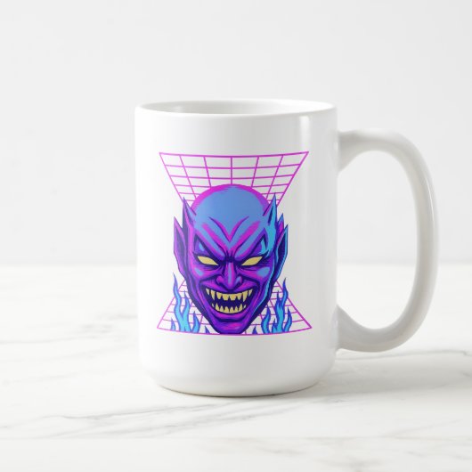 Neon Devil Synthwave Demon Head Retro Horror Kaffeetasse (Rechts)