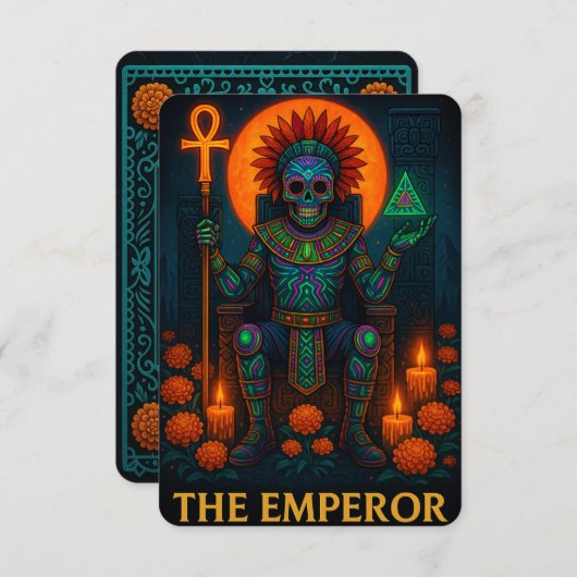 Neon Dia de los Muertos Emperor Tarot Card (Vorne/Hinten)