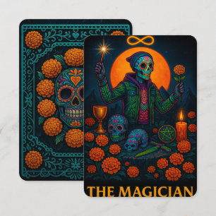 Neon Dia de los Muertos Magician Tarot Card