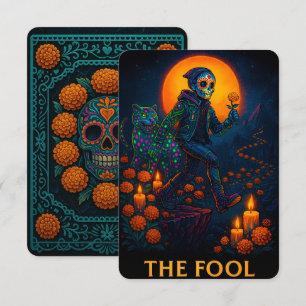 Neon Dia de los Muertos The Fool Tarot Card