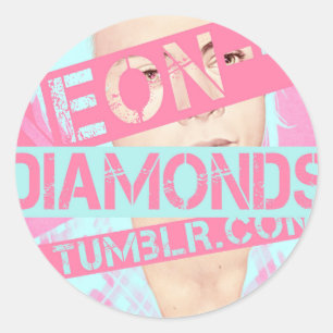 Neon - Diamanten Runder Aufkleber