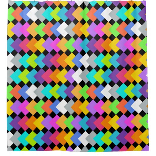 Neon Diamonds Duschvorhang (Vorderseite)