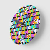 Neon Diamonds Runde Wanduhr (Winkel)