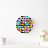 Neon Diamonds Runde Wanduhr (Zuhause)