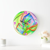 Neon Dice Black Light Rave Große Wanduhr (Zuhause)