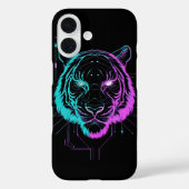Neon digital tiger art Case-Mate iPhone hülle (Rückseite)