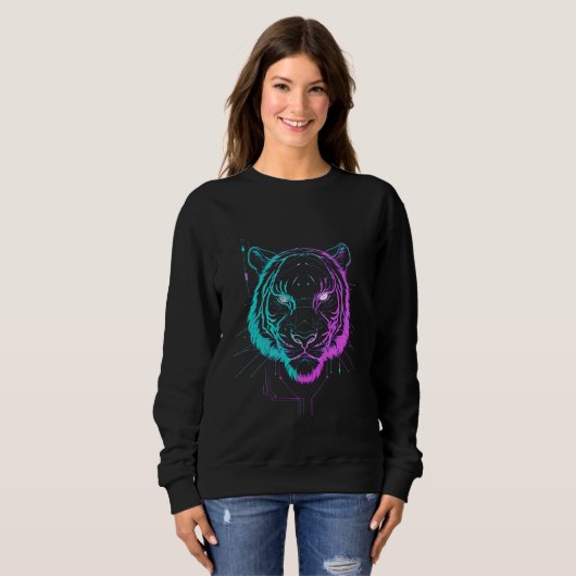 Neon digital tiger art sweatshirt (Vorne ganz)