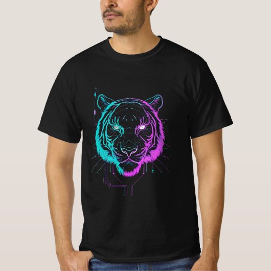 Neon digital tiger art T-Shirt (Vorderseite)