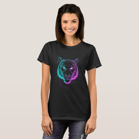 Neon digital tiger art T-Shirt (Vorne ganz)