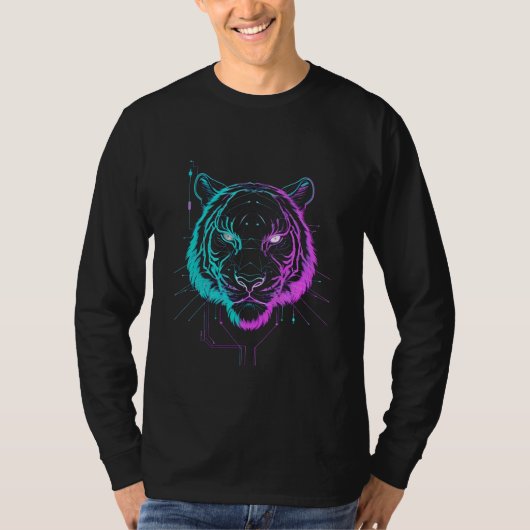 Neon digital tiger art T-Shirt (Vorderseite)
