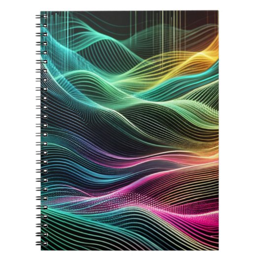 Neon Digital Wave Muster Notebook Notizblock (Vorderseite)