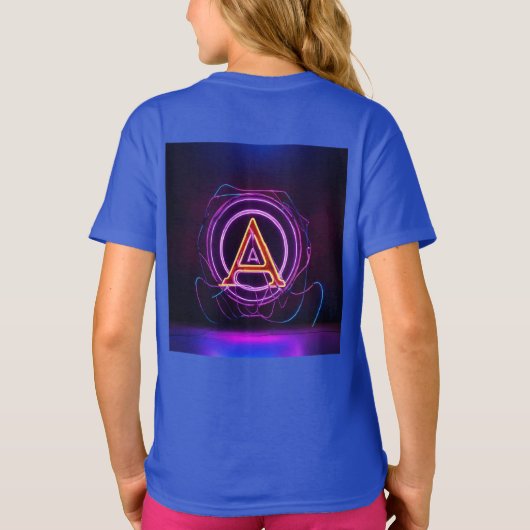 Neon Digital World Logo mit dem Buchstaben "A" T-Shirt (Rückseite)