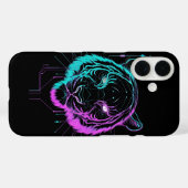 Neon-digitale Tigerkunst Case-Mate iPhone Hülle (Rückseite (Horizontal))