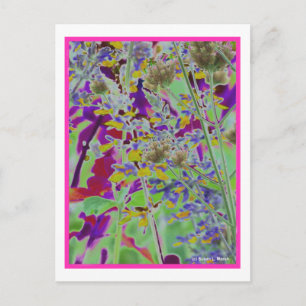 Neon digitalisierte Blume Blumendesign Hintergrund Postkarte