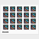 Neon/Diinosaur Square Stickers (Blatt)