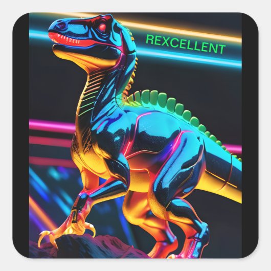Neon/Diinosaur Square Stickers (Vorderseite)