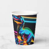 Neon Dinosaur Boy Birthday Pappbecher (Rückseite)