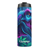 Neon Dinosaur Jungle Vibrant Roar Thermosbecher (Vorderseite)