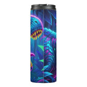 Neon Dinosaur Jungle Vibrant Roar Thermosbecher (Rückseite)