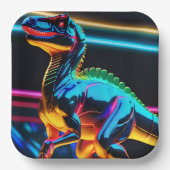 Neon Dinosaur Pappteller (Vorderseite)