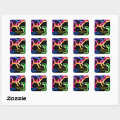 Neon Dinosaur Square Stickers (Blatt)