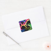 Neon Dinosaur Square Stickers (Umschlag)