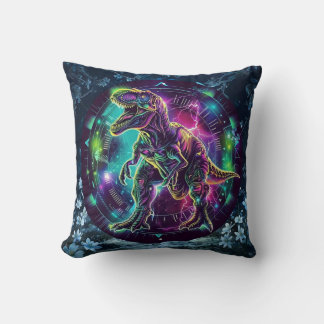 Neon Dinosaur Throw Kissen