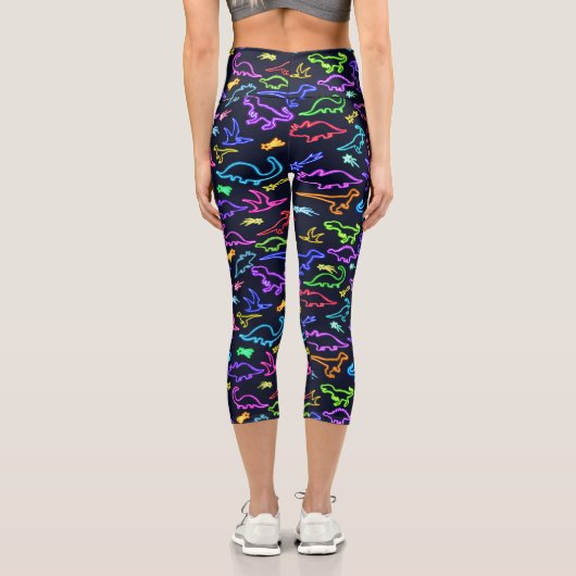 Neon Dinosaurier Capri Leggings (Rückseite)