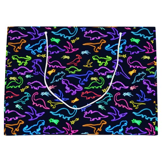 Neon Dinosaurier  Große Geschenktüte (Vorderseite)