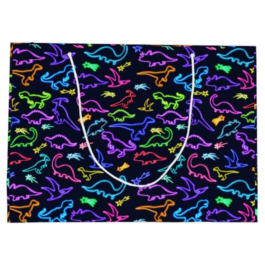 Neon Dinosaurier  Große Geschenktüte (Rückseite)