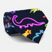 Neon Dinosaurier Krawatte (Gerollt)