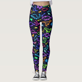 Neon Dinosaurier Leggings