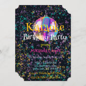 Neon Disco Ball Karaoke Geburtstagsparty Einladung (Vorne/Hinten)