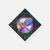 Neon Disco Ball Karaoke Geburtstagsparty Serviette (Ecke)