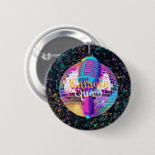 Neon Disco Ball Karaoke Queen Birthday Gift Button (Vorne & Hinten)