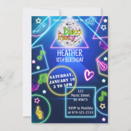 Neon Disco Party Einladung