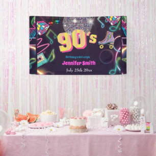 Neon Disco Vibes Retro Stytle der 90er Jahre Banner