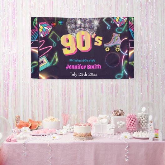Neon Disco Vibes Retro Stytle der 90er Jahre Banner (Party)