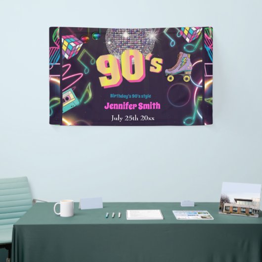 Neon Disco Vibes Retro Stytle der 90er Jahre Banner (Messeveranstaltung)