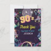 Neon Disco Vibes Retro Stytle der 90er Jahre Dankeskarte (Vorderseite)