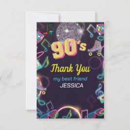 Neon Disco Vibes Retro Stytle der 90er Jahre Dankeskarte