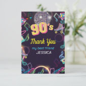 Neon Disco Vibes Retro Stytle der 90er Jahre Dankeskarte (Stehend Vorderseite)