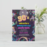 Neon Disco Vibes Retro Stytle der 90er Jahre Einladung<br><div class="desc">Neon Disco Vibes Retro Stytle aus den 90er Jahren. Das attraktive, aufregende und lebendige Design der 90er Jahre zeichnet sich durch ein farbenfrohes Muster aus, das von Spielen, Musik und Lifestyle der 90er Jahre inspiriert wurde. Die Botschaft "90er Jahre hat mich gemacht" zeigt ein buntes Farbverlauf, gelb. Die Gäste können...</div>