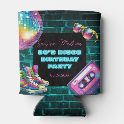 Neon Disco zum Geburtstag Dosenkühler (Rückseite)