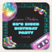 Neon Disco zum Geburtstag Rechteckiger Pappuntersetzer (Vorderseite)